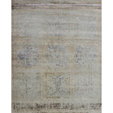 Hand Knotted Abstract Area Rug in Ivory/Gold/Purple