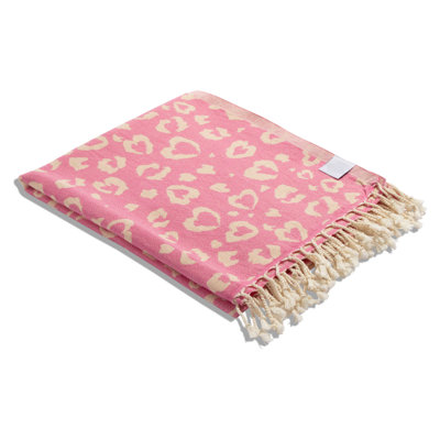 Antalya Leopard Heart Turkish Cotton Beach & Bath Towel