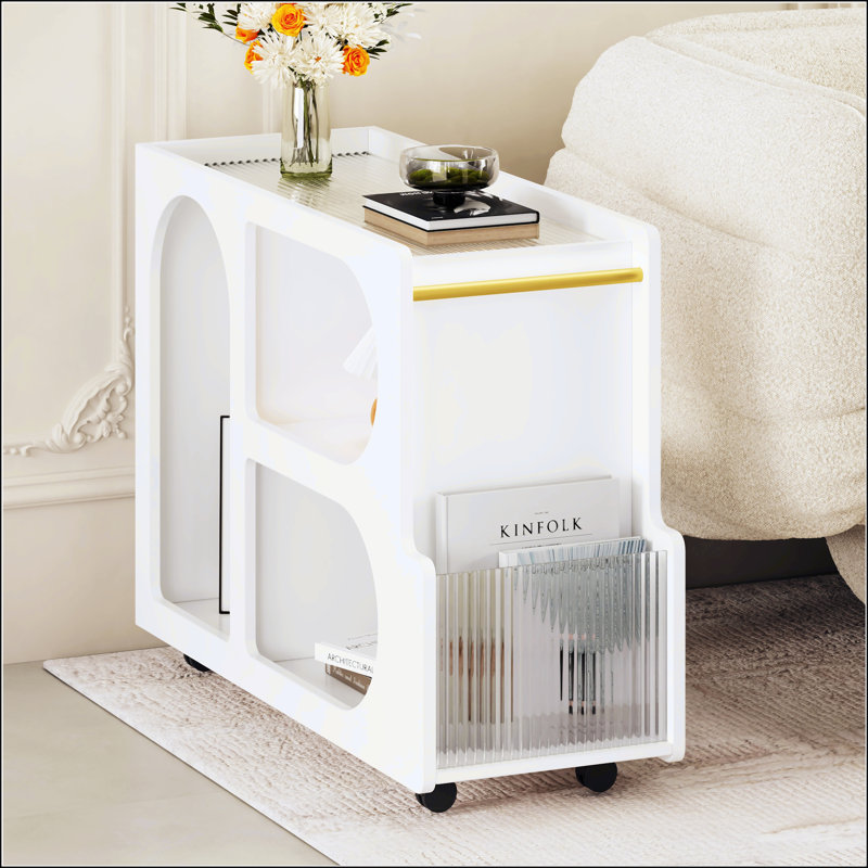 Mobile End Table With Lockable Wheels