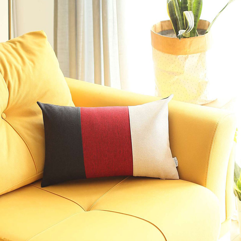 Boho-Chic Striped Reversible Throw Pillow, Ivory/Brown, Polyester