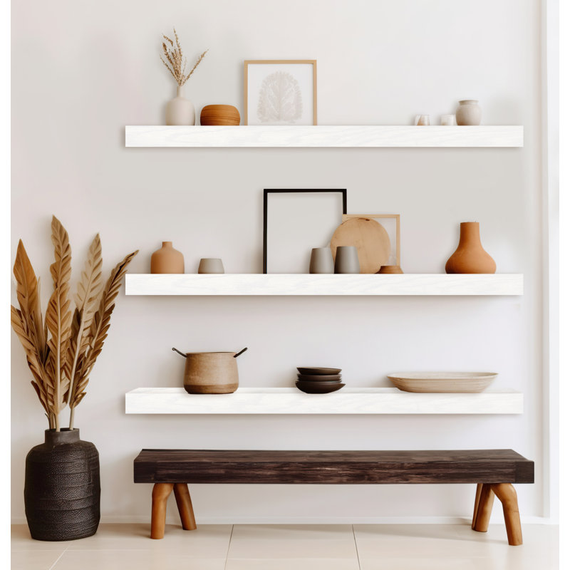Emerald Lee 3 Piece Oak Floating Shelf, 3" H x 52" W x 7" D