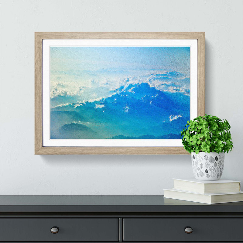 Clouds Above the Mountains - Picture Frame Painting Print, 27cm H x 36cm W x 2cm D, Oak Framed
