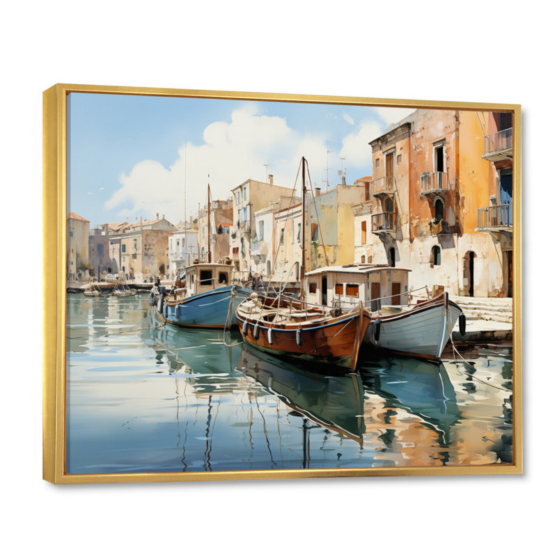 " Greece Venetian Charms ", Cadre flottant doré, H 12 po x l 20 po