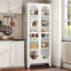 Grande armoire de rangement moderne avec portes en verre et 4 tablettes réglables pour la cuisine et la salle à manger-786358890
