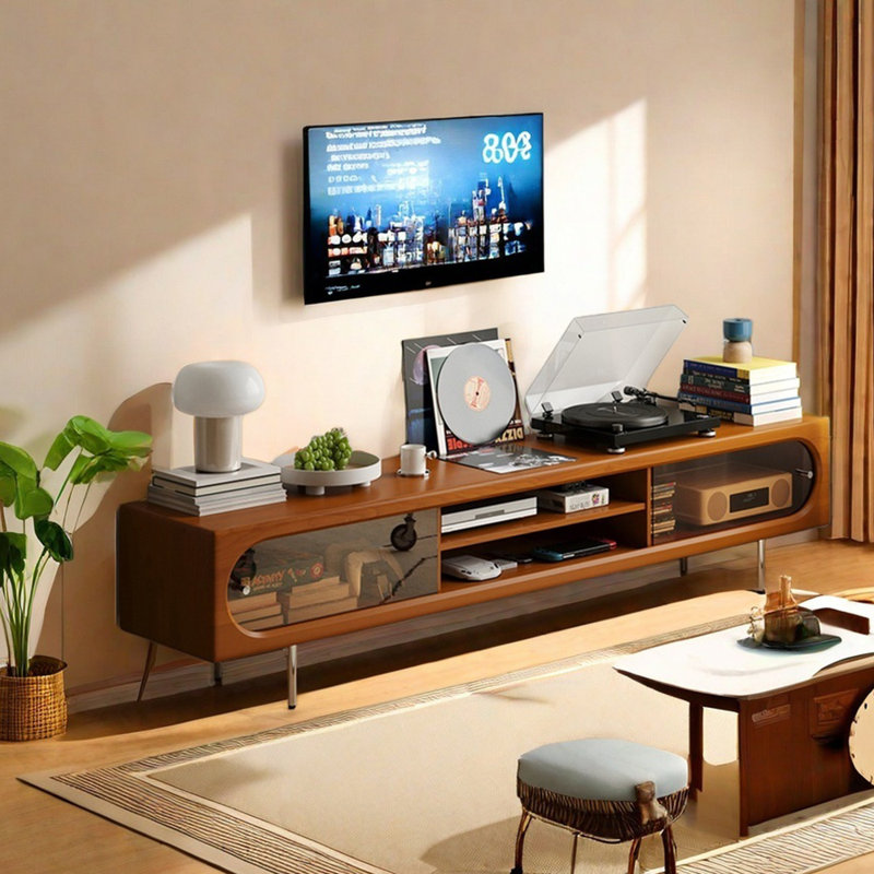 Meuble télé avec rangement de style rétro moderne, 70.86"