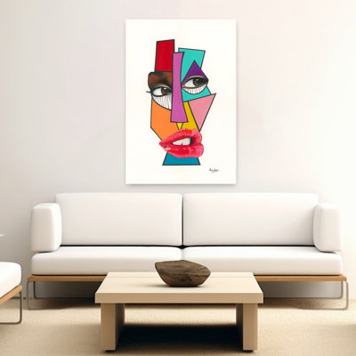 Vibrant Cubist Face Abstract Contemporary Wall Art Print