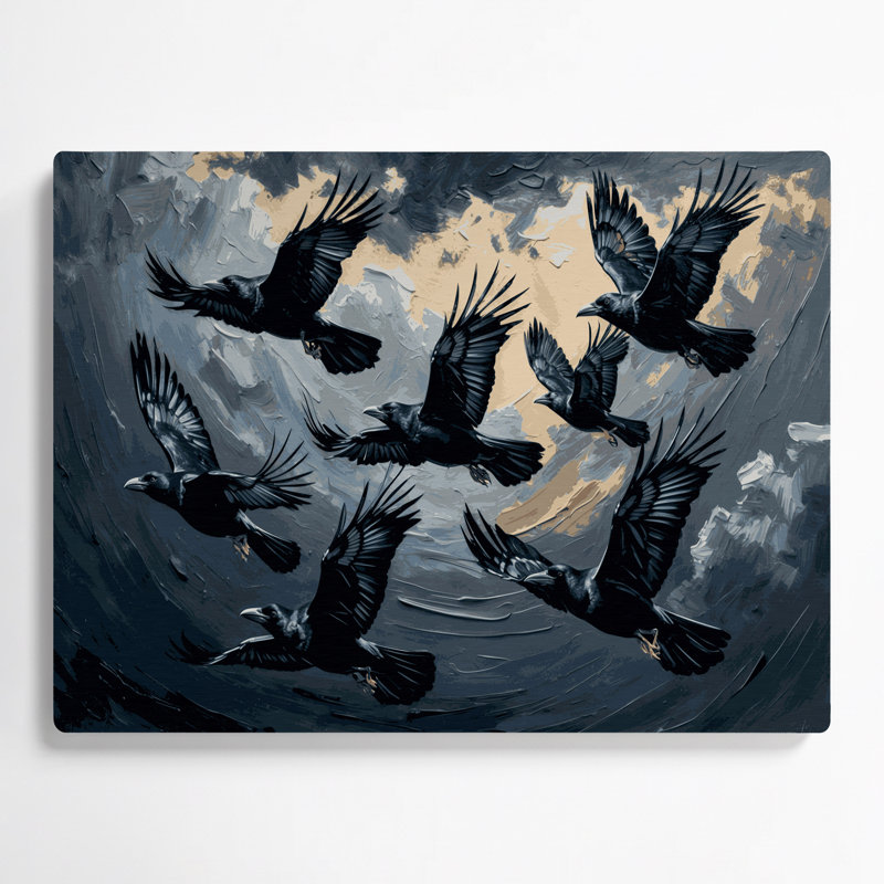 Birds American Crow, art mural gris en métal, 11" H x 14" W