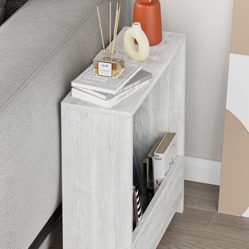 Beeler Modern Slim Compact Side Table, Antique White