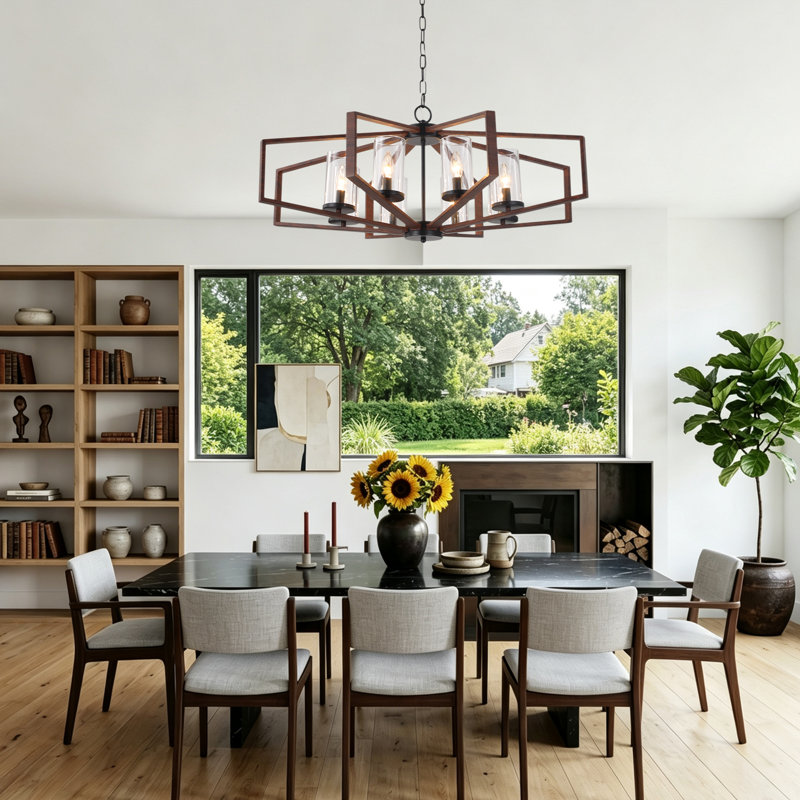 Luminaire suspendu 35 po au-dessus de la table, lustre noir 35 po, lumière industrielle géométrique en métal