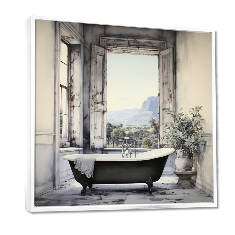 Impression sur toile Bath, H 30 po x l 30 po, Reproduction avec cadre flottant, Blanc