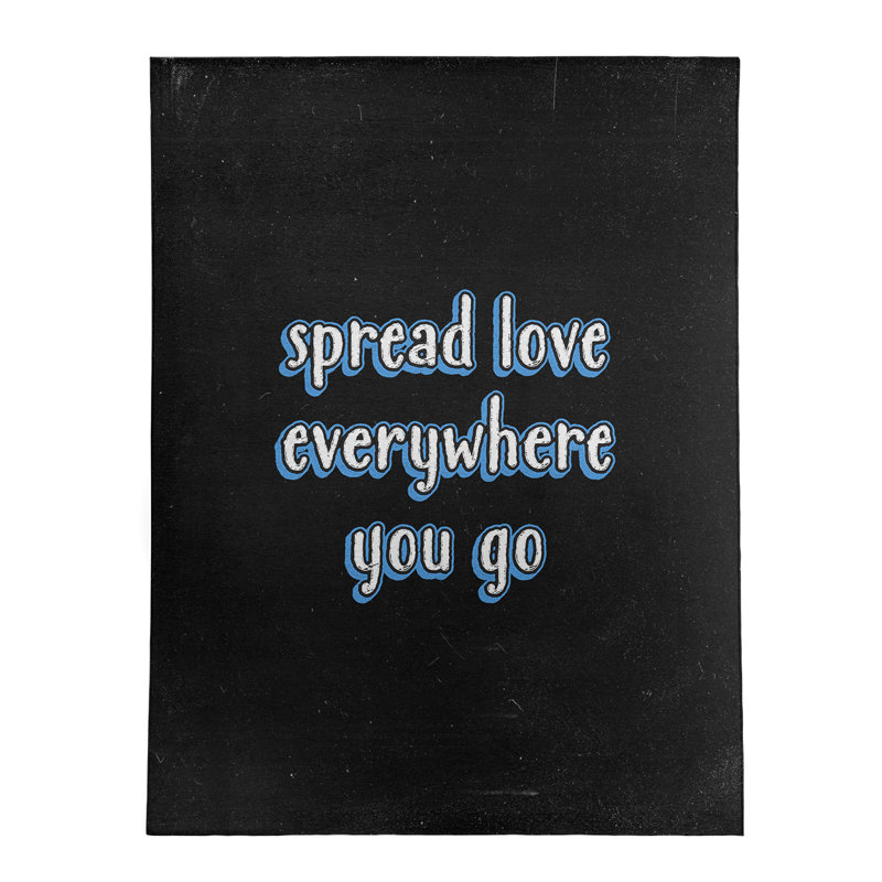 Tapis en polyester tableau noir style "spread love quot", Rectangle 5 pi x 7 pi