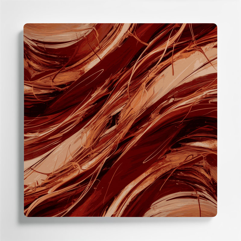 «Lyrical Abstraction 5», art mural en métal rouge, H 32 po x l 32 po
