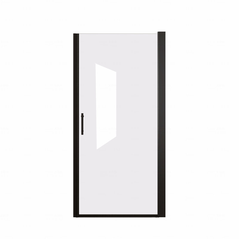Shower Door  - Matte Black Aluminum Frame Material, Half Frame,1/4"(6Mm) Tempered Glass Explosion Proof Film,Stainless Steel Handle