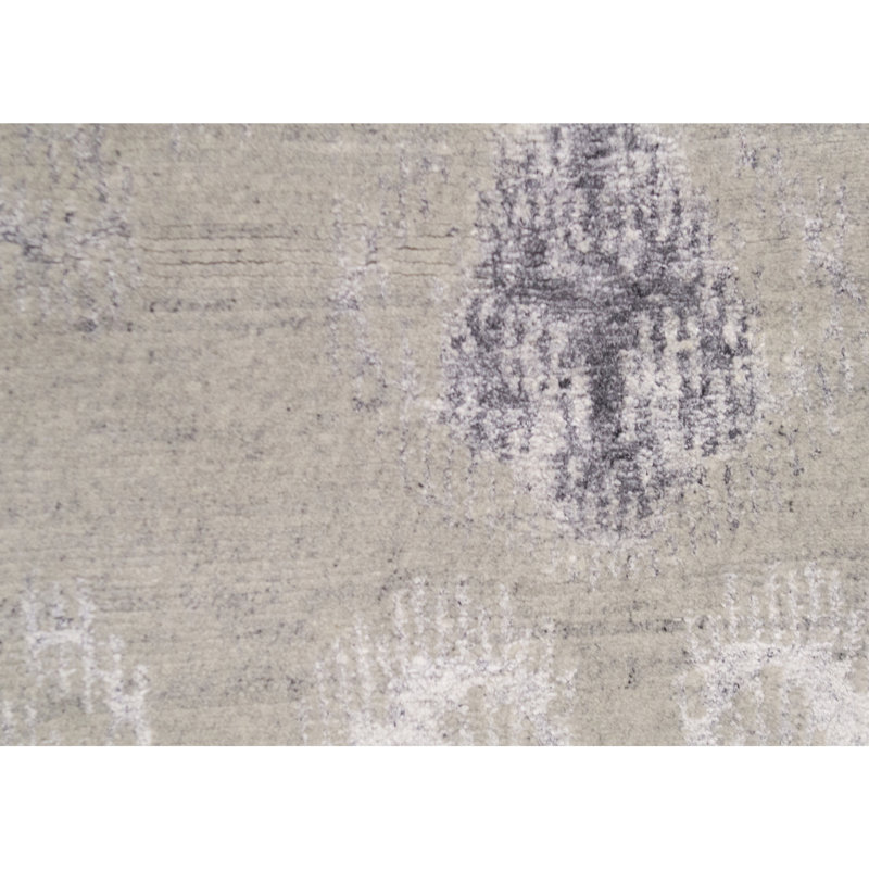 Ikat Area Rug in Silver/Natural, Rectangle 6'2" x 8'10"