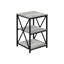 Table d'appoint moderne avec stratifié gris et base en métal noir pour un look élégant et polyvalent