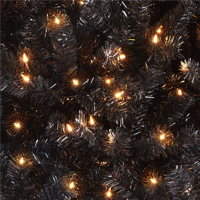 Arbre de Noël noir épinette éclairé facile à installer, 7.5'