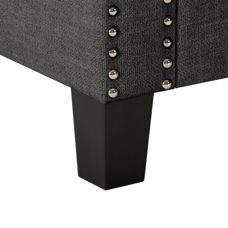 Thane Polyester Upholstered Storage Bench, Dark Gray