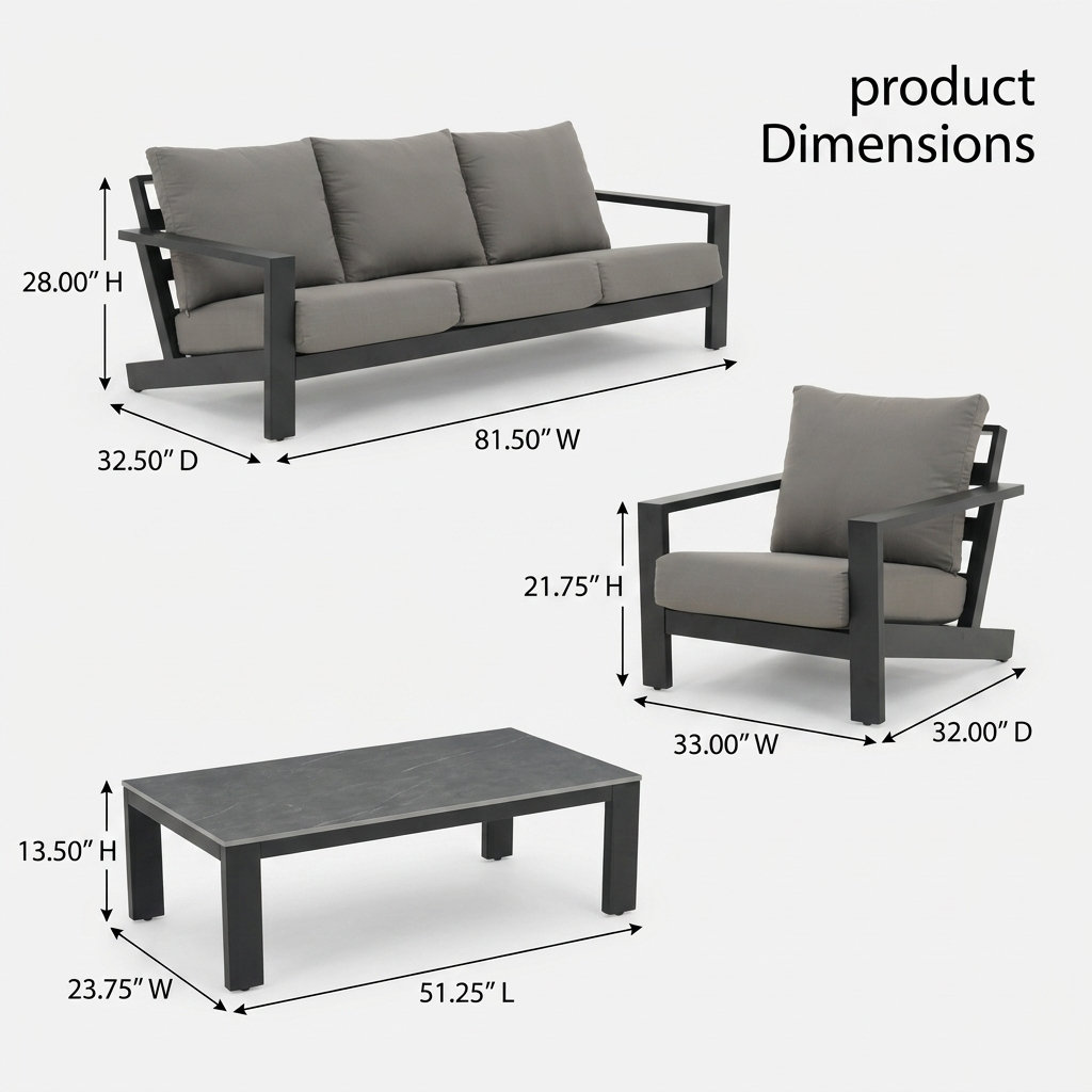 Perci 5-Person Sunbrella® Patio Seating Group, Dark Gray