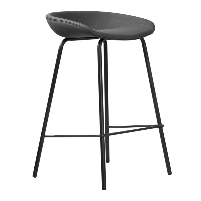 Tabouret Kuhl Moulden, Gris fer, Tabouret de comptoir (siège d'une hauteur de 25,