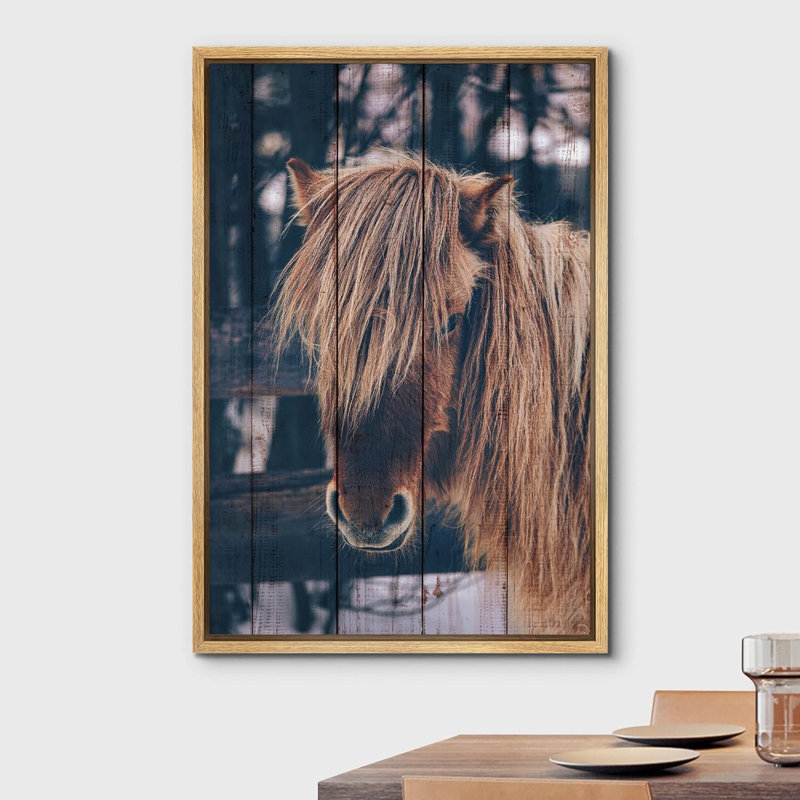 Chevaux qui courent, rétro, effet de bois, panneau, pays des Shetland, poneys, art numérique, ferme rustique, faune