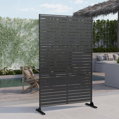 Pacifa 74.8" x 47" Laser-Cut Metal Privacy Screen Fence Panel With Stripe Pattern