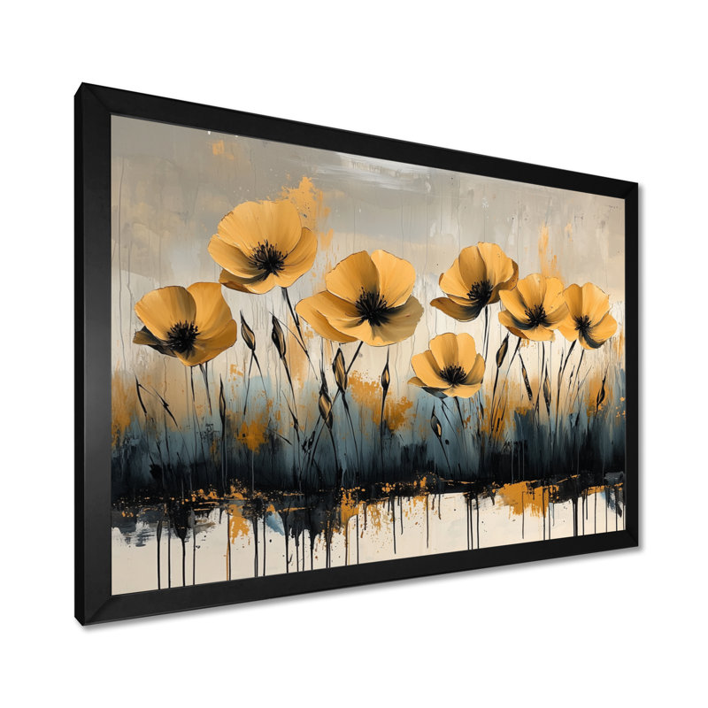 Minimalisme, désert, fleur d'œillets III - œillets, art mural, Cadre simple, Noir, H 12 po x l 20 po