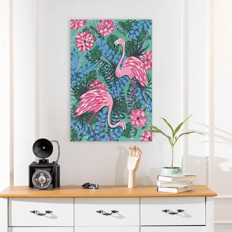 Flamants roses contemporains et BCBG, H 24 po x l 16 po