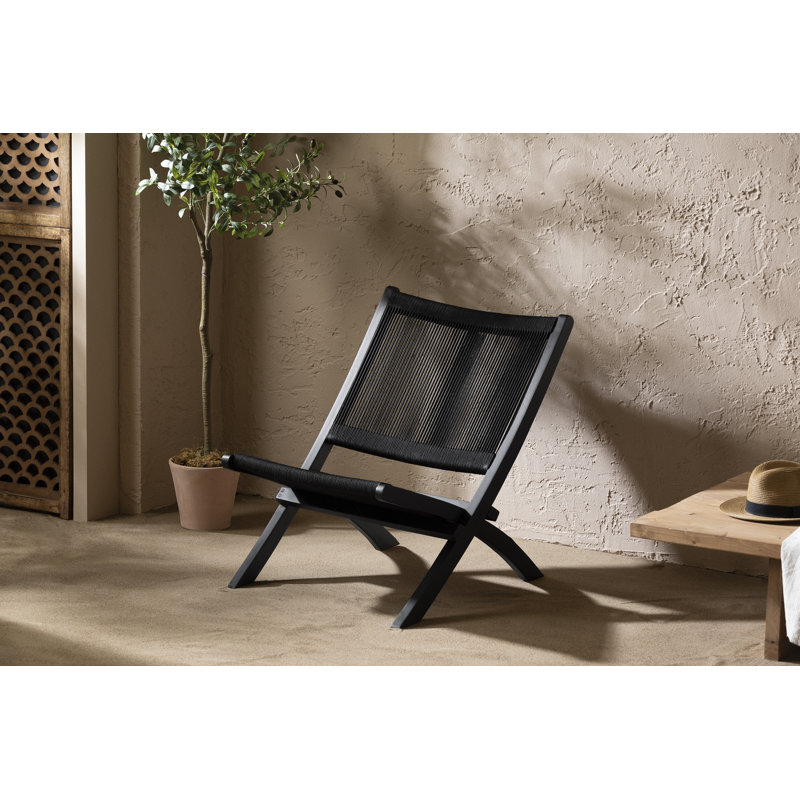 Chaise longue sans accoudoirs en teck Agave, Noir, Noir