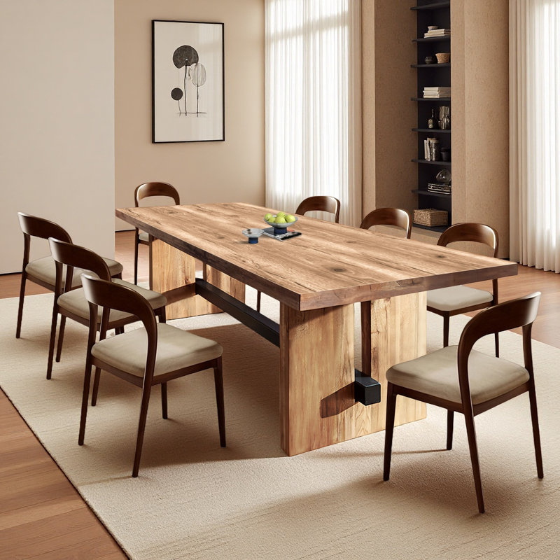 Ensemble de table de salle à manger en bois massif de style industriel Bushey, H 29,53 po x L 78,74 po x l 31,5 po