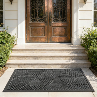 Heavy Duty Rubber Doormat Dirt Trapper Non-Slip Low Profile 35X23 Grey