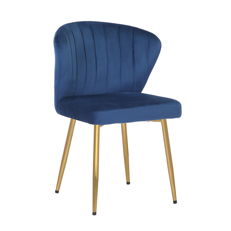 Yokley 50cm H Velvet Upholstered Side Chair, Blue