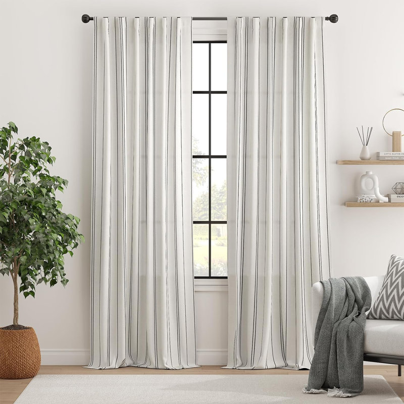 Curtains for Living Room Bedroom, 50" W x 96" L, Black/White Striped