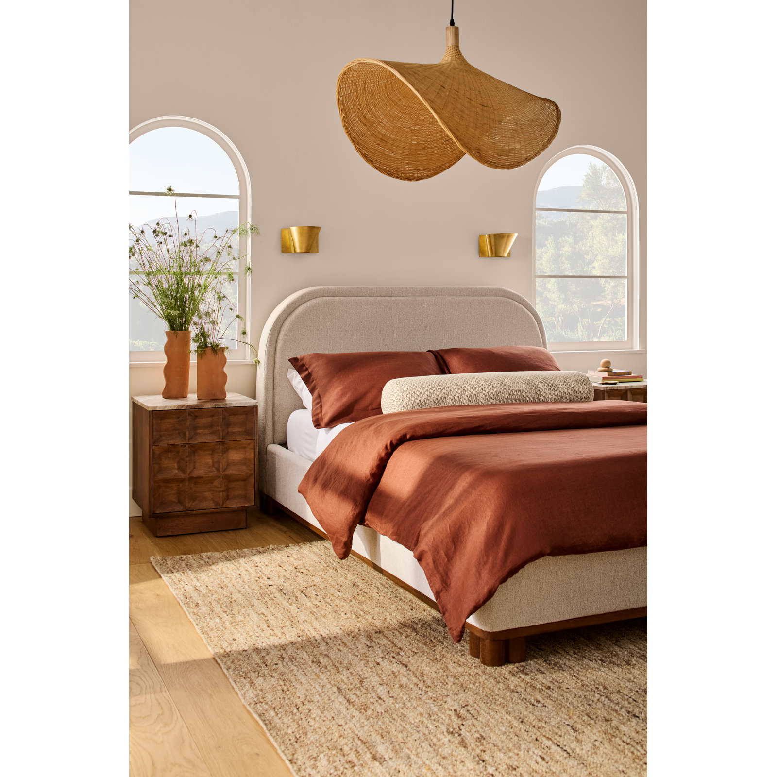 Chenille Upholstered Bed, King
