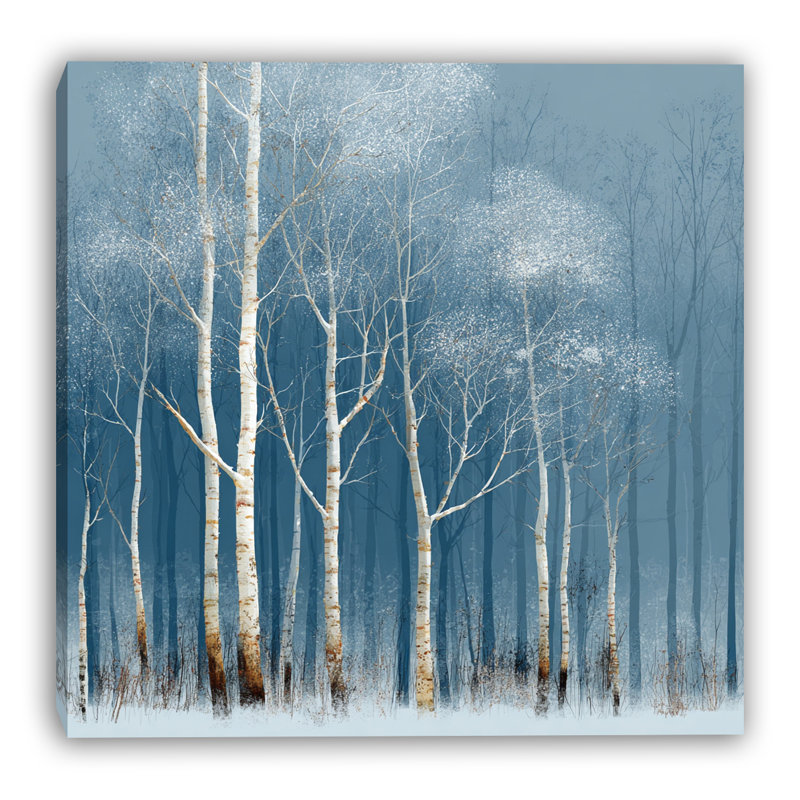 Art mural en toile Frosted Birch Glow, H 12 po x l 12 po