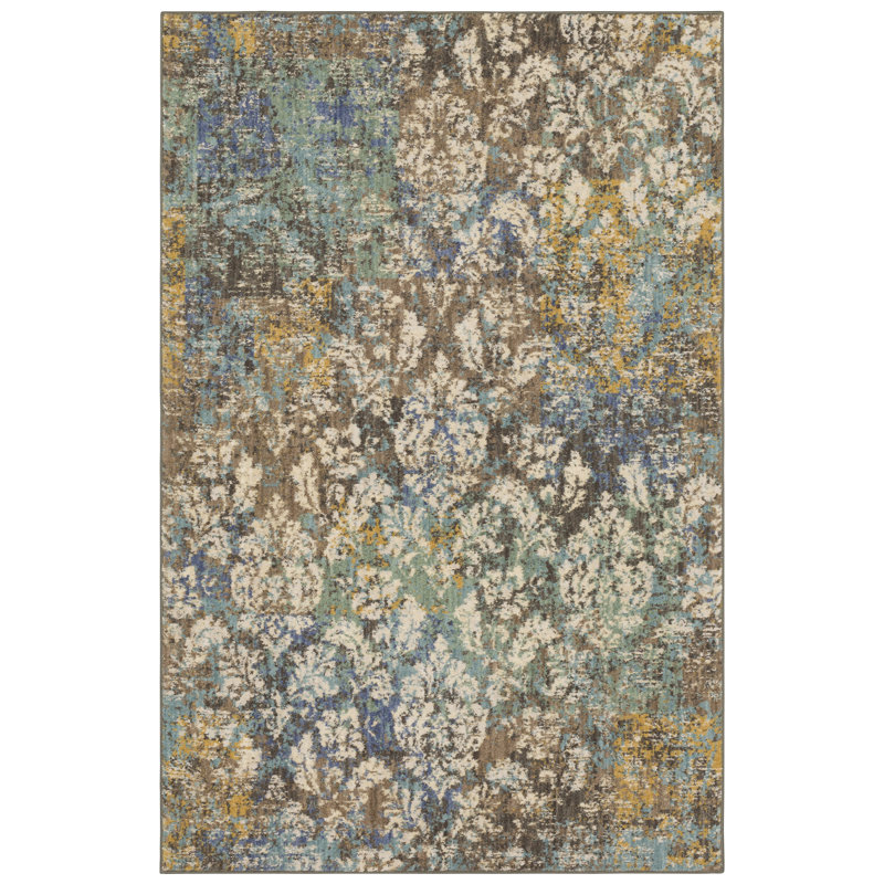 Gray and Multi-Color Medallion Viscose Area Rug
