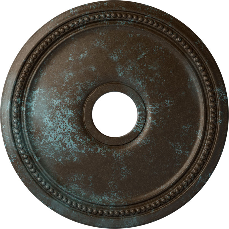 Endurathane Diane Ceiling Medallion, 18"OD x 3 5/8"ID x 1 1/8"P (Fits Canopies up to 5 3/8"), Hand-Painted Bronze Blue Patina Finish
