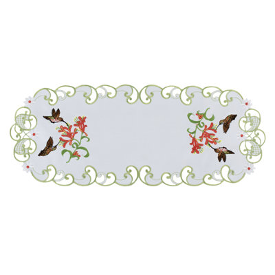 Chemin de table brodé avec colibris (9 po x 18 po)