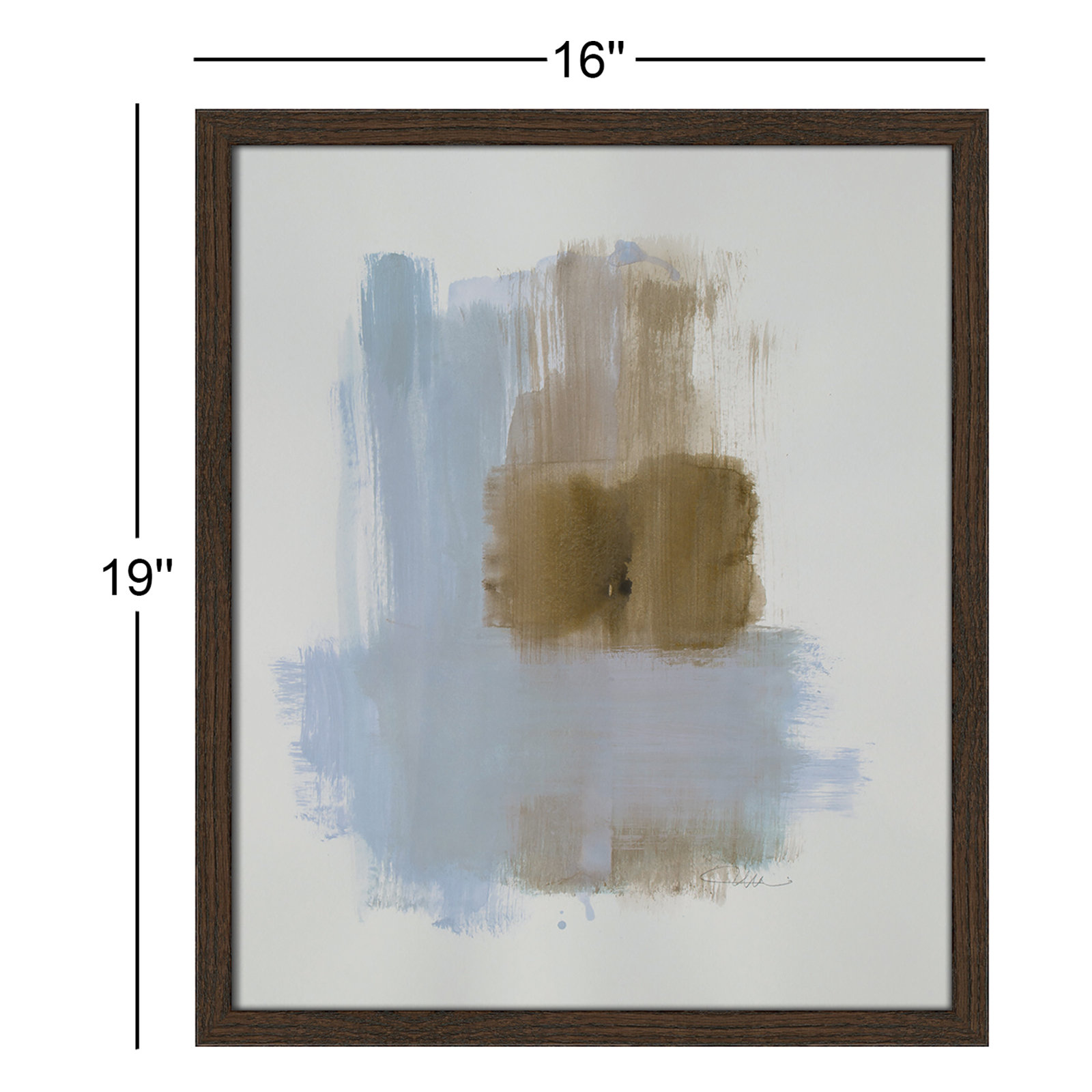 Powder Room Wash IV by Casa Fine Arts, Walnut Slim Frame Unmatted, 19" H x 16" W x 1.25" D  