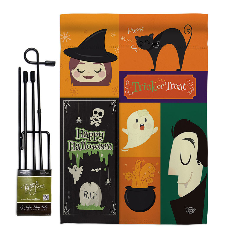 Ensemble de drapeaux d'Halloween en polyester 19 x 13 po