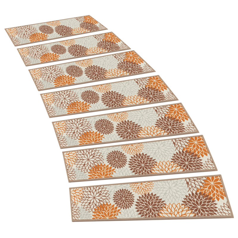 Tapis d'escalier antidérapants pour l'intérieur, Brun / Orange