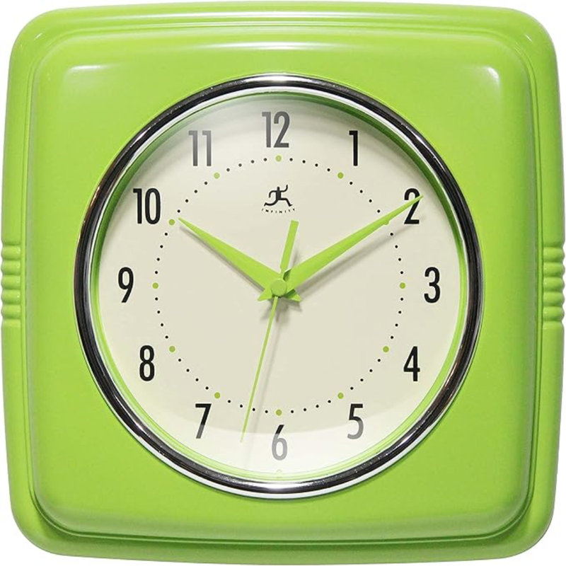 Horloge murale carrée rétro 9,5 po Infinity Instruments 13228AG-4103