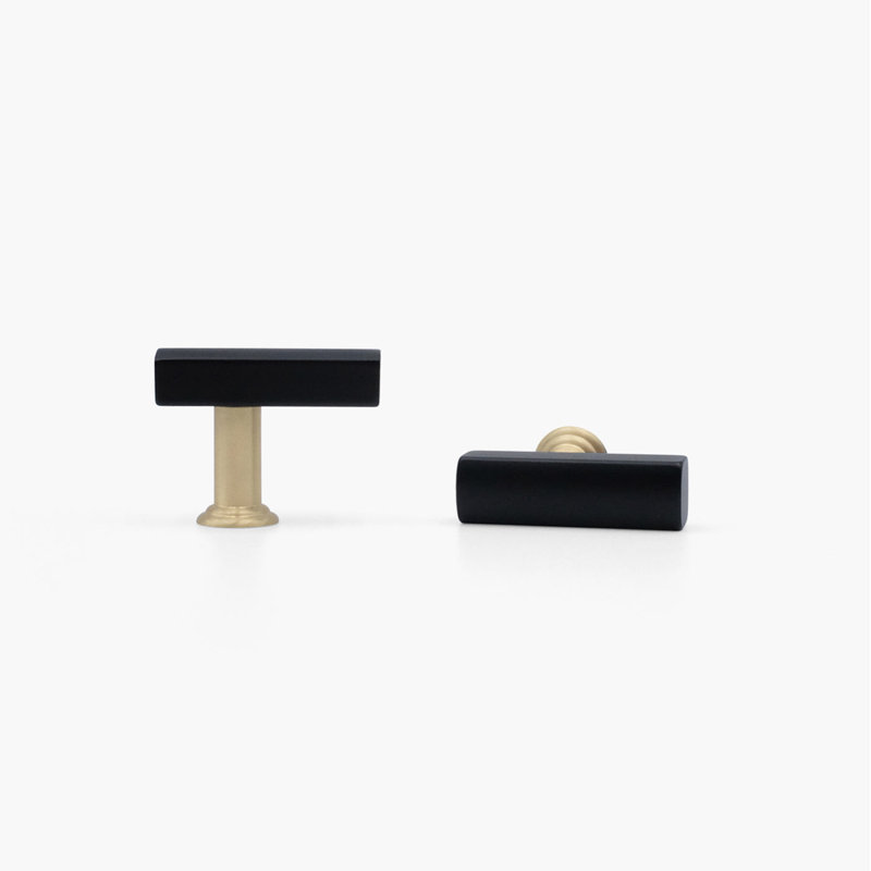 Mod Bar Knob, Matte Black/Satin Brass