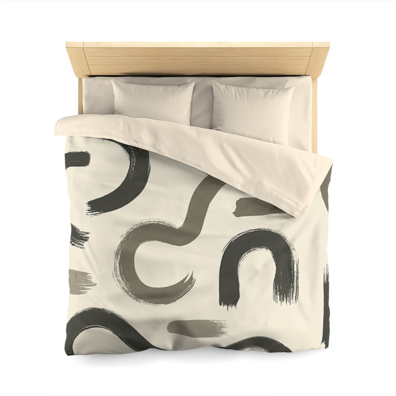 Microfiber Duvet Cover Boho Style, Design 70, Queen Duvet Cover, Cream