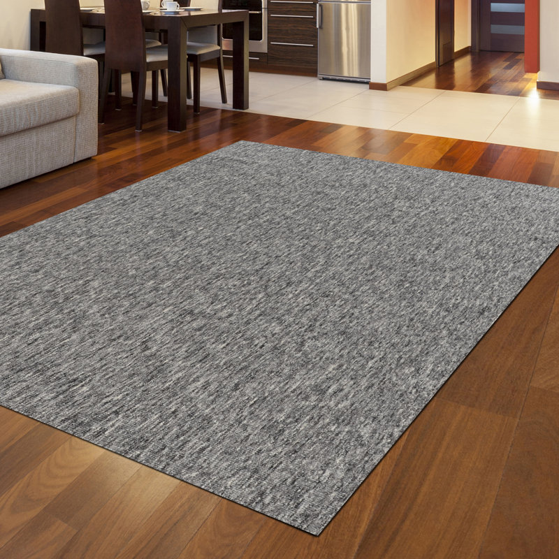 Tapis gris anthracite / gris en laine noué à la main Fraher, Rectangle 6 pi x 9 pi