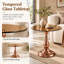 Table d'appoint ronde moderne de 50 cm (19,6 po) en verre trempé avec pied central en métal-888526384