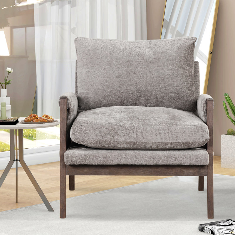 Fauteuil d'appoint moderne en velours gris, Gris