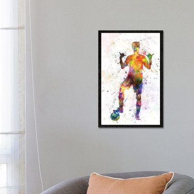 Soccer Football Player Young Man Saluting by Paul Rommer - Floater Frame Gallery-Wrapped Canvas Giclée on Canvas
