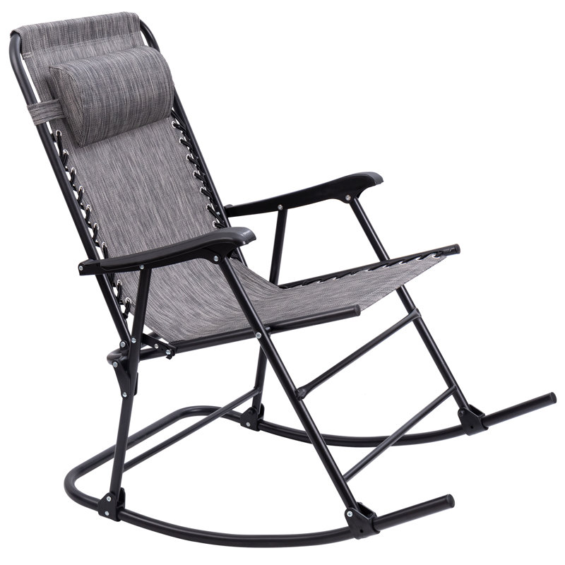 Chaise berçante d'extérieur en métal Barthelus, Gris