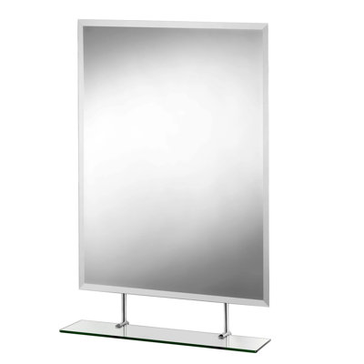 Glass Flat Wall Mirror with Shelves