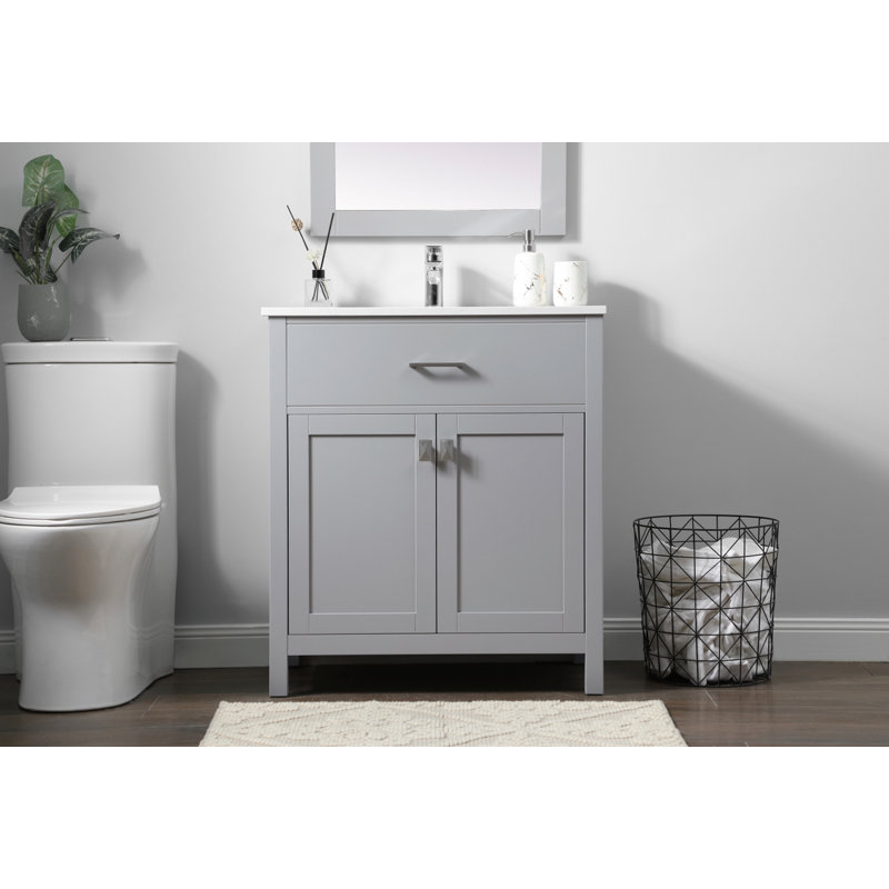Ensemble de meuble-lavabo simple 30 po avec plateau en marbre manufacturé Harrison, Gris